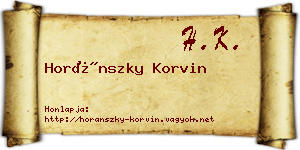 Horánszky Korvin névjegykártya
